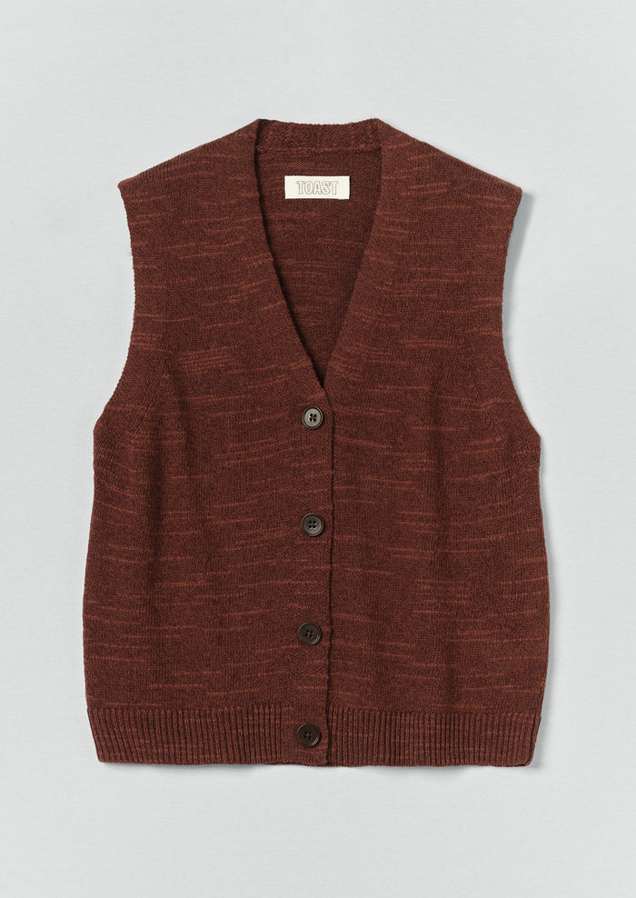 Fine Knitted Linen Cotton Tank | Beetroot