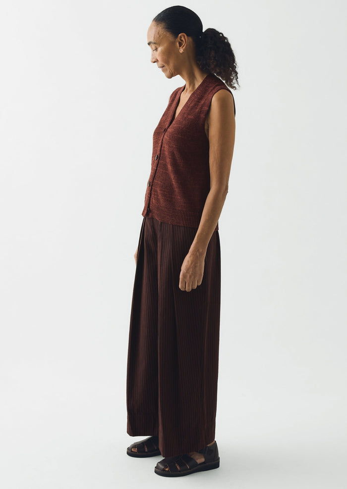 Fine Knitted Linen Cotton Tank | Beetroot