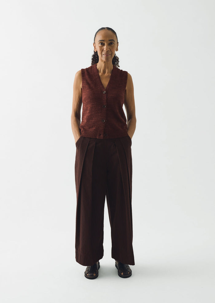 Fine Knitted Linen Cotton Tank | Beetroot