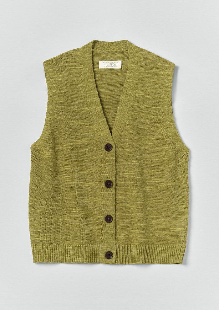 Fine Knitted Linen Cotton Tank | Lime