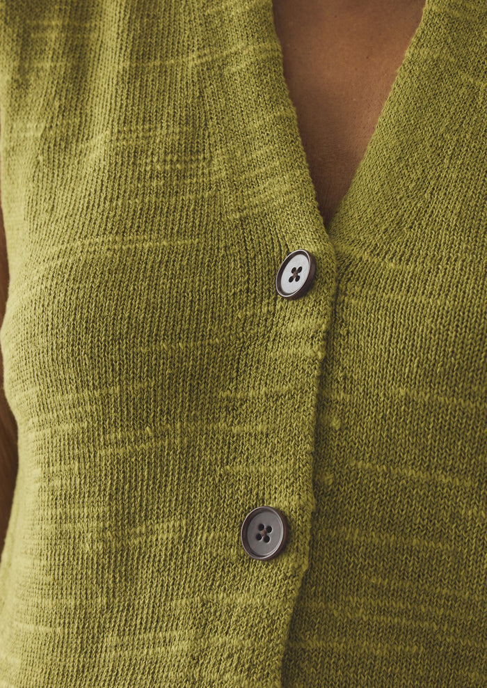 Fine Knitted Linen Cotton Tank | Lime