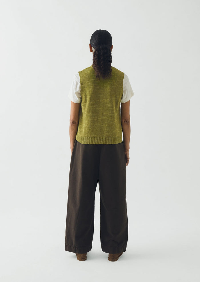 Fine Knitted Linen Cotton Tank | Lime