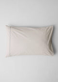 Fine Stripe Organic Cotton Embroidered Pillowcase | Ecru/Smoke Blue