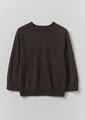 Fine Wool Cotton Half Sleeve Sweater | Dark Chocolate