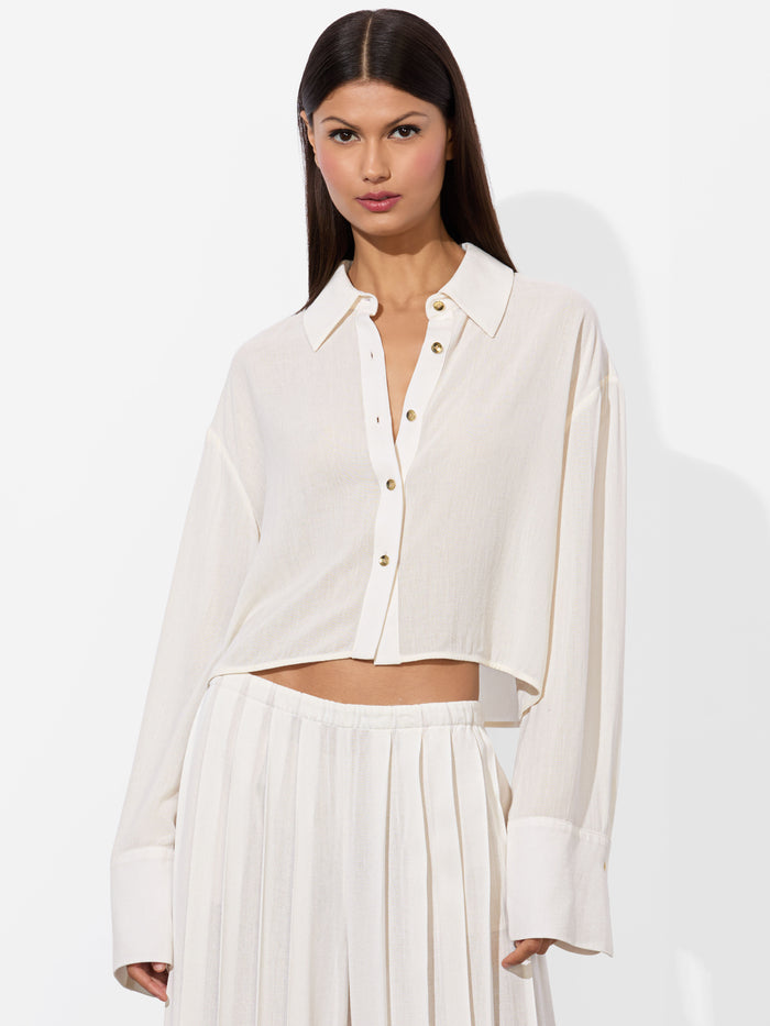FINELY CROPPED BUTTON DOWN - OFF WHITE