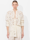 FINELY EYELET OVERSIZED BUTTON DOWN - OFF WHITE