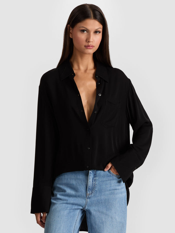 FINELY OVERSIZED BUTTON DOWN - BLACK
