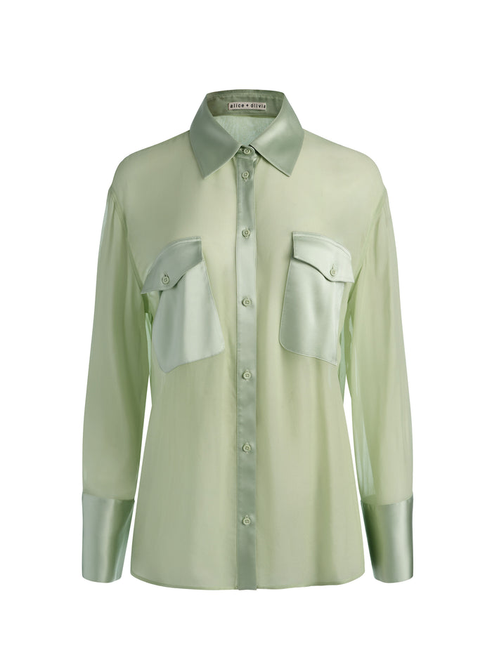 FINELY OVERSIZED UTILITY SHIRT - LIGHT SAGE