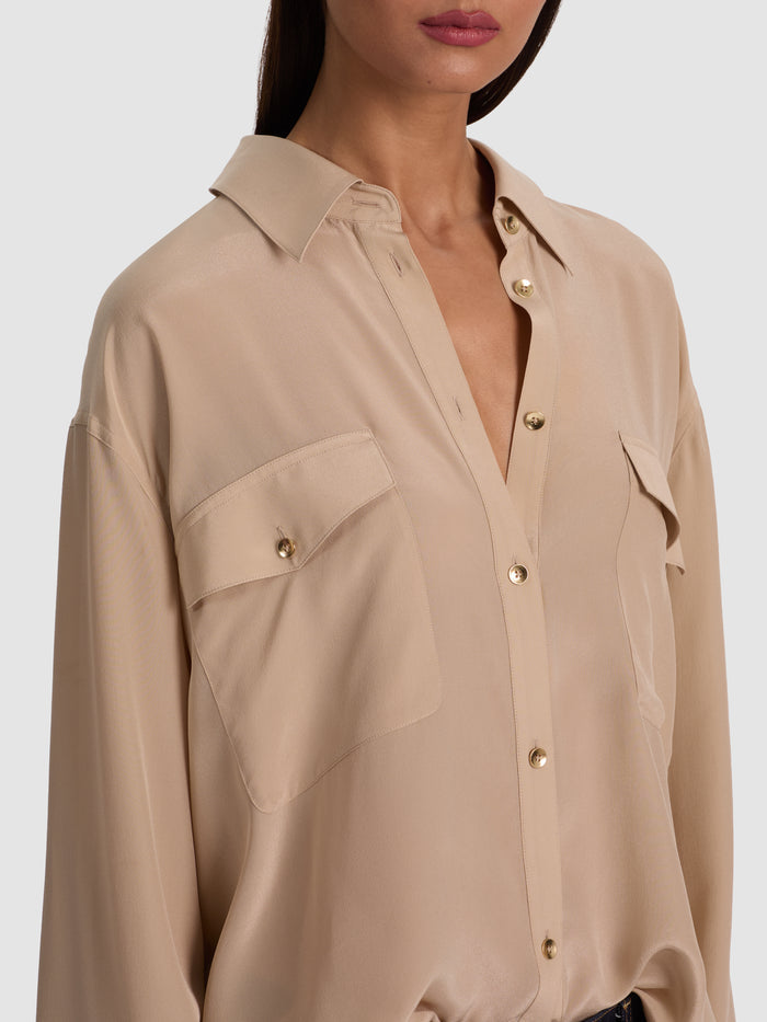 FINELY OVERSIZED UTILITY SHIRT - SAND