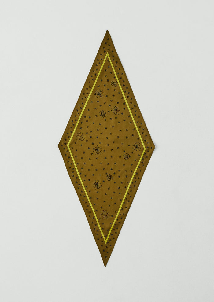 Fireworks Silk Scarf | Golden Olive