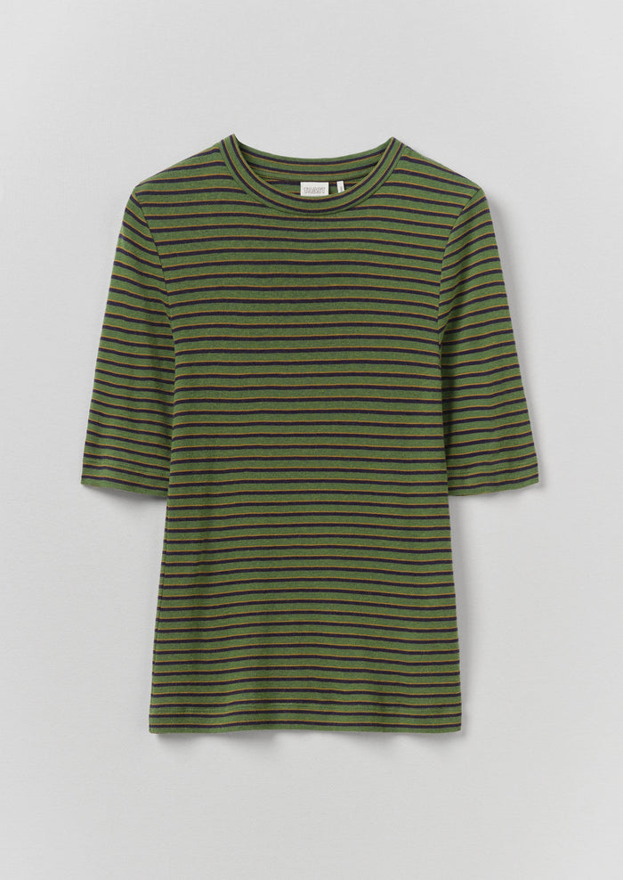 Fitted Half Sleeve Tee | Green Multi