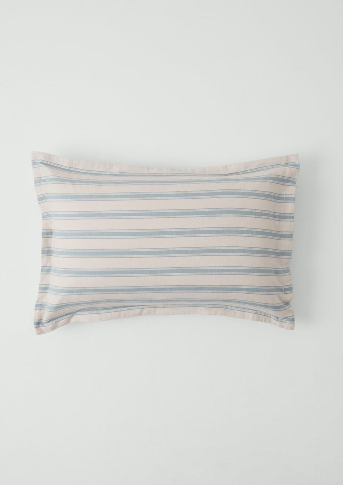 Fjord Flannel Stripe Cotton Oxford Pillowcase Set | Washed Blue/Ecru