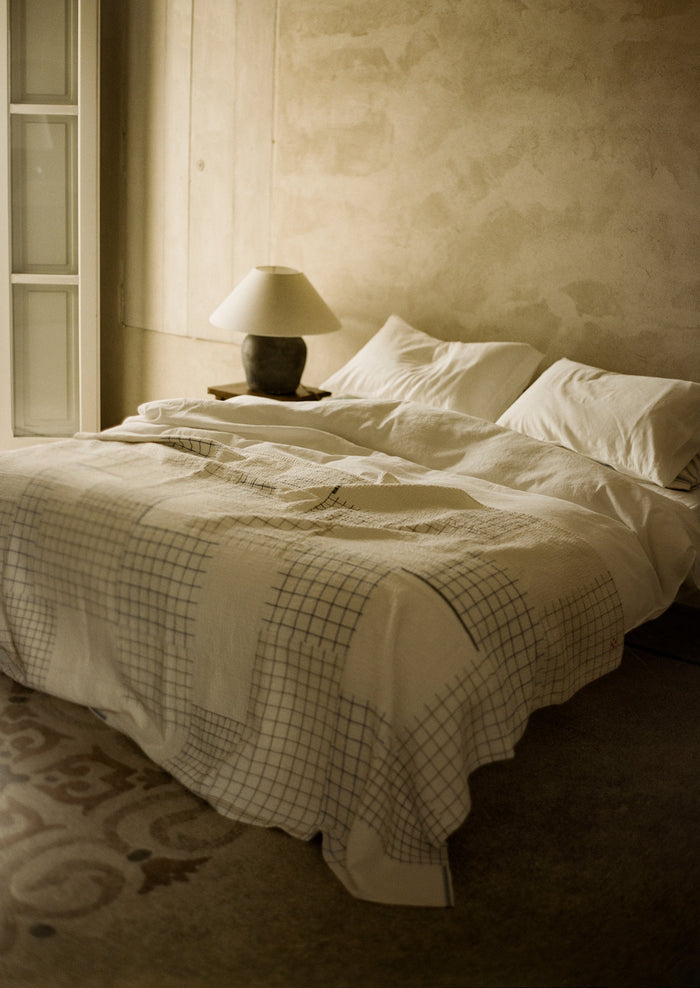 Fjord Flannel Stripe Cotton Pillowcase Set | Washed Blue/Ecru