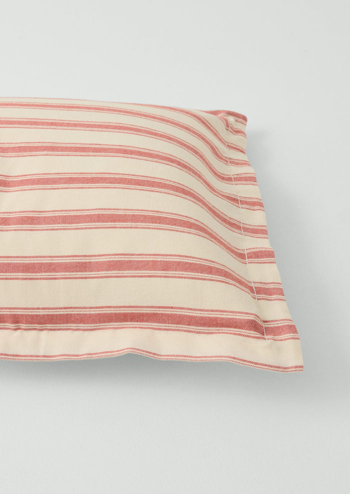 Fjord Flannel Stripe Oxford Pillowcase Set | Rosehip/Ecru