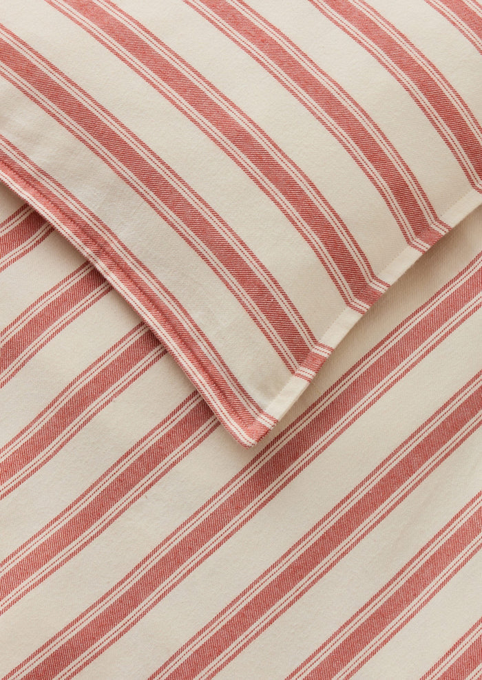 Fjord Flannel Stripe US Duvet Cover | Rosehip/Ecru