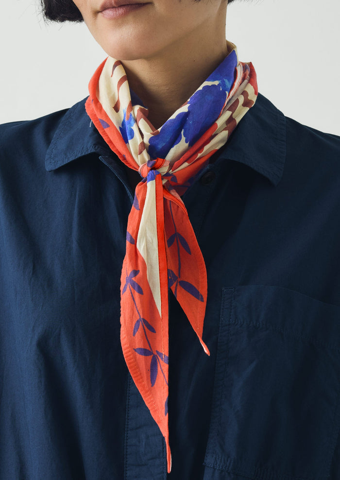 Flower Crown Print Triangle Bandana | Cobalt