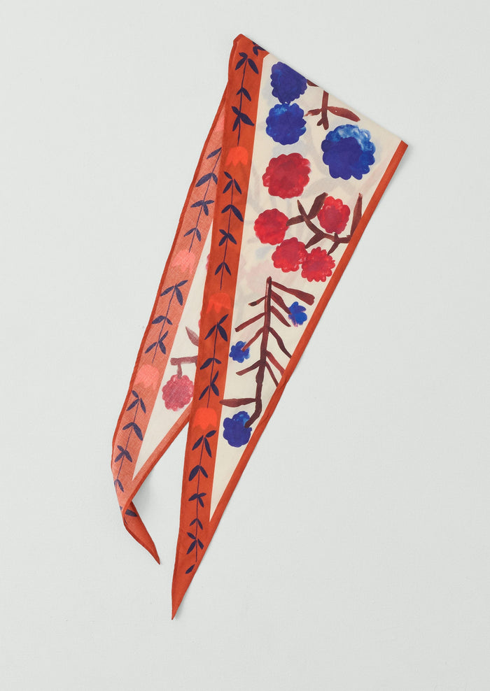 Flower Crown Print Triangle Bandana | Cobalt