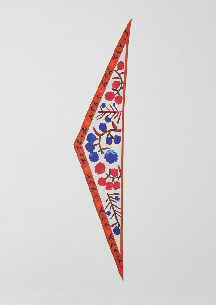 Flower Crown Print Triangle Bandana | Cobalt