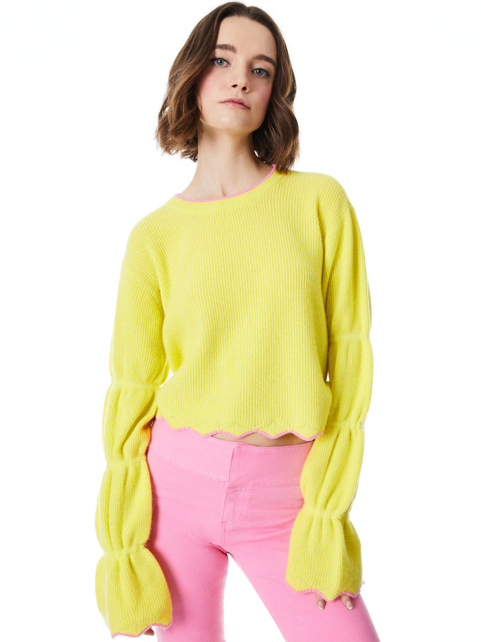 FOSS PUFF SLEEVE CROPPED PULLOVER - CANARY/PRIMROSE