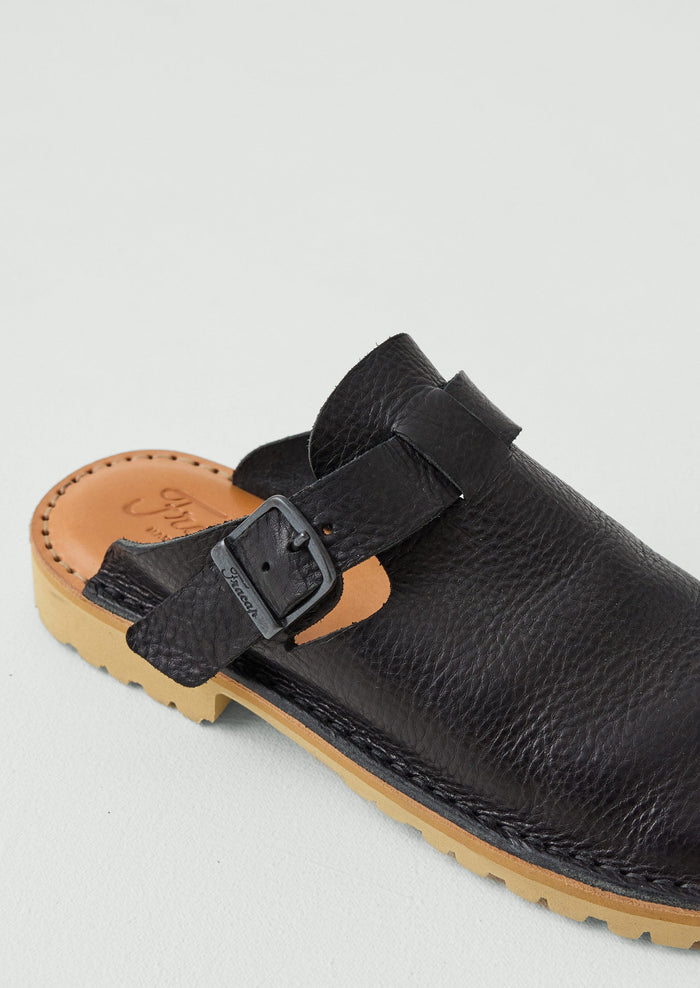 Fracap Leather Buckle Mules | Black