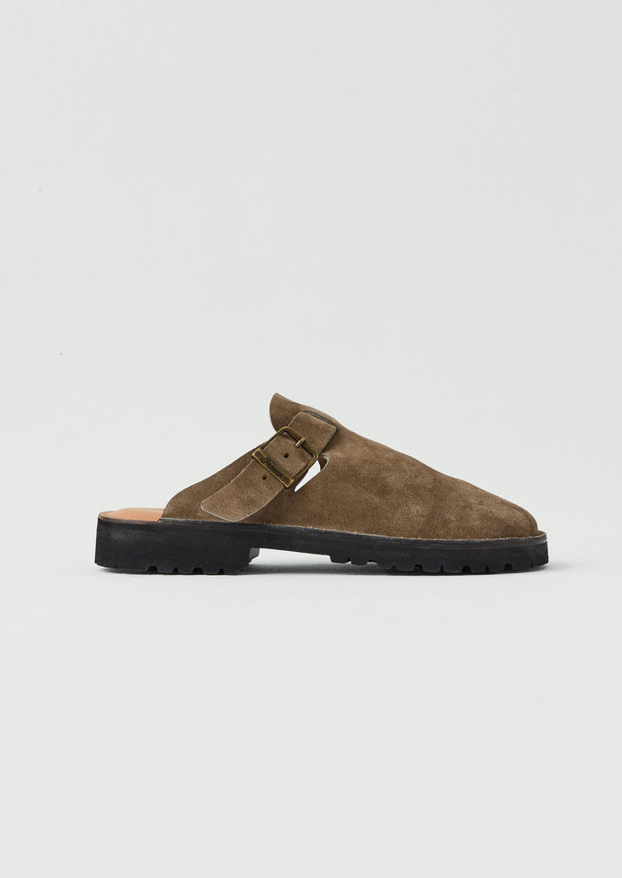 Fracap Suede Buckle Mules | Taupe