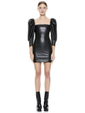 FRANCES VEGAN LEATHER MINI DRESS - BLACK