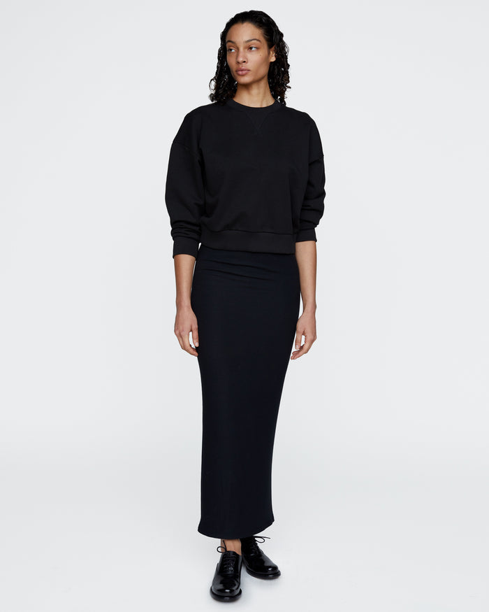 French Terry Cheer Crew Neck Sweatshirt - Black