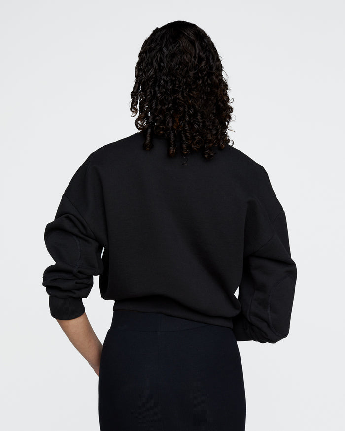 French Terry Cheer Crew Neck Sweatshirt - Black