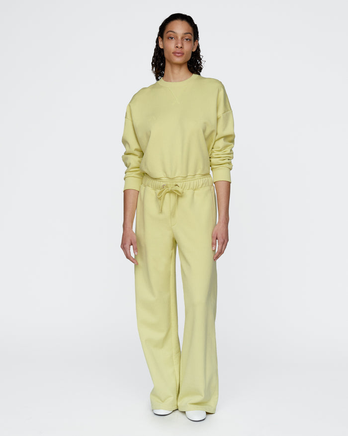 French Terry Cheer Crew Neck Sweatshirt - Mellow Yellow