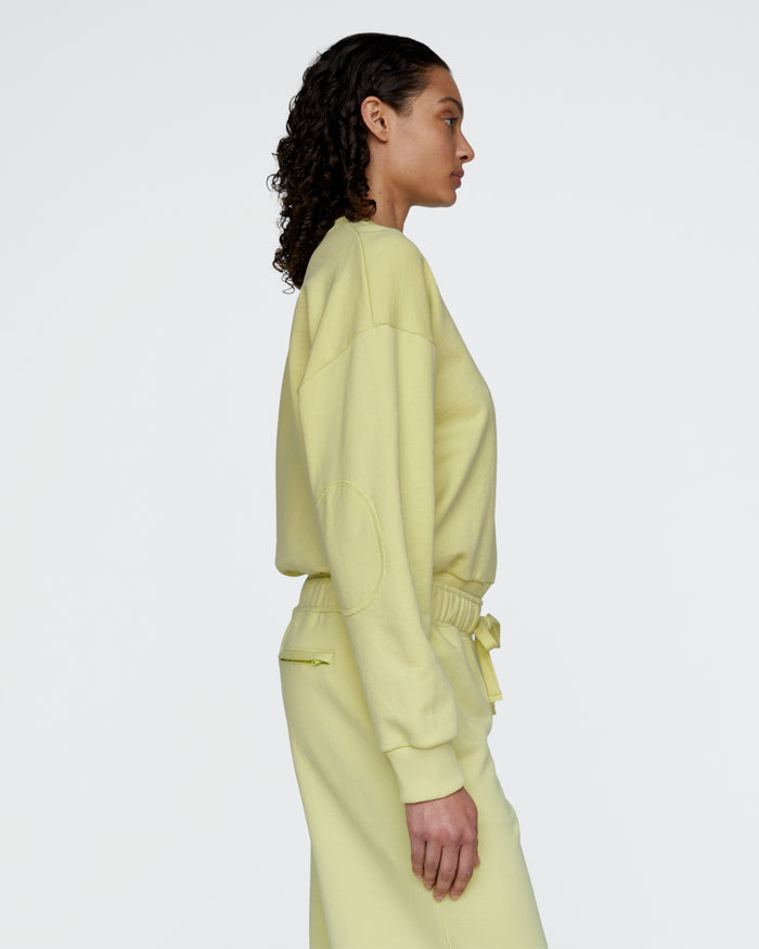 French Terry Cheer Crew Neck Sweatshirt - Mellow Yellow