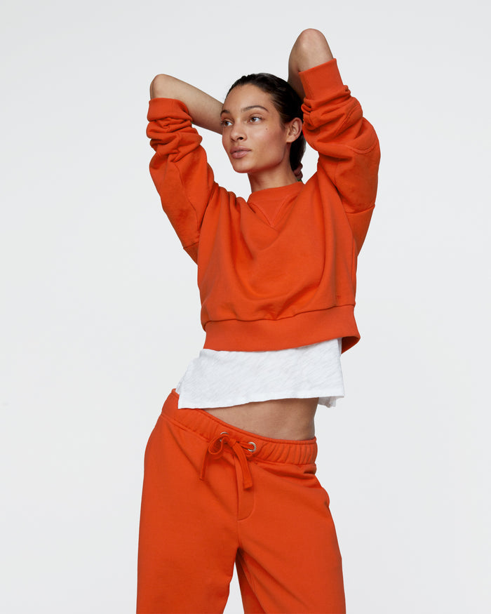 French Terry Cheer Crew Neck Sweatshirt - Tomato