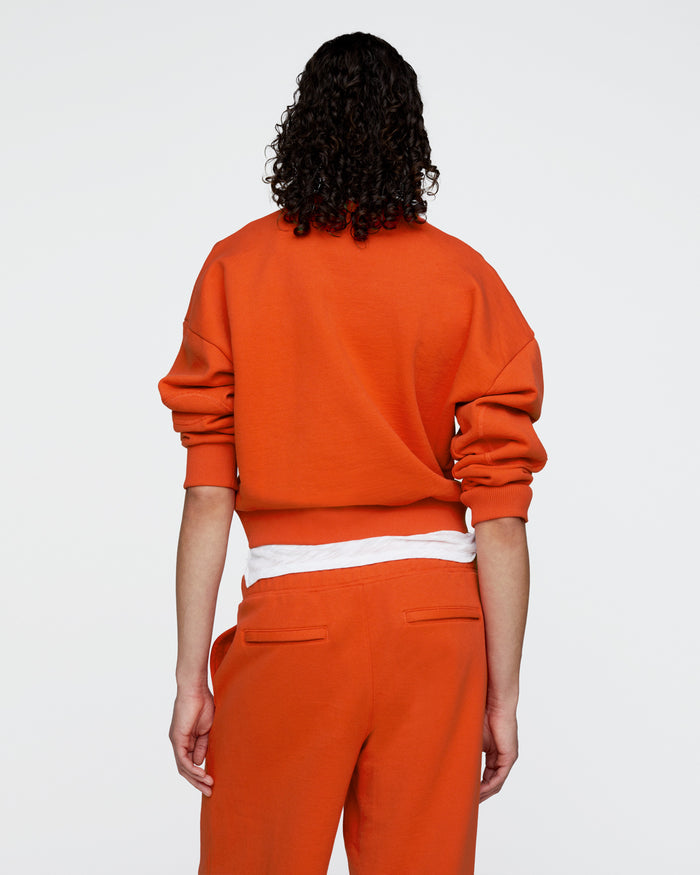 French Terry Cheer Crew Neck Sweatshirt - Tomato