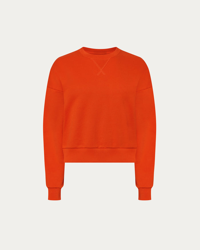 French Terry Cheer Crew Neck Sweatshirt - Tomato