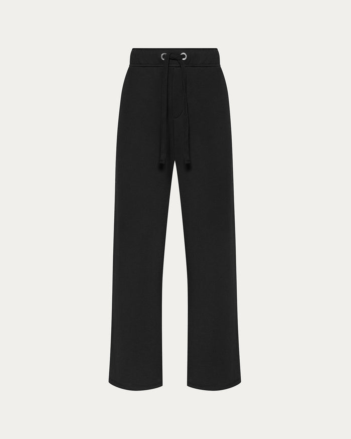 French Terry Open Bottom Sweatpants - Black