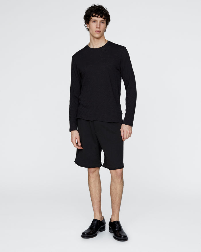 French Terry Pull-On Shorts - Black