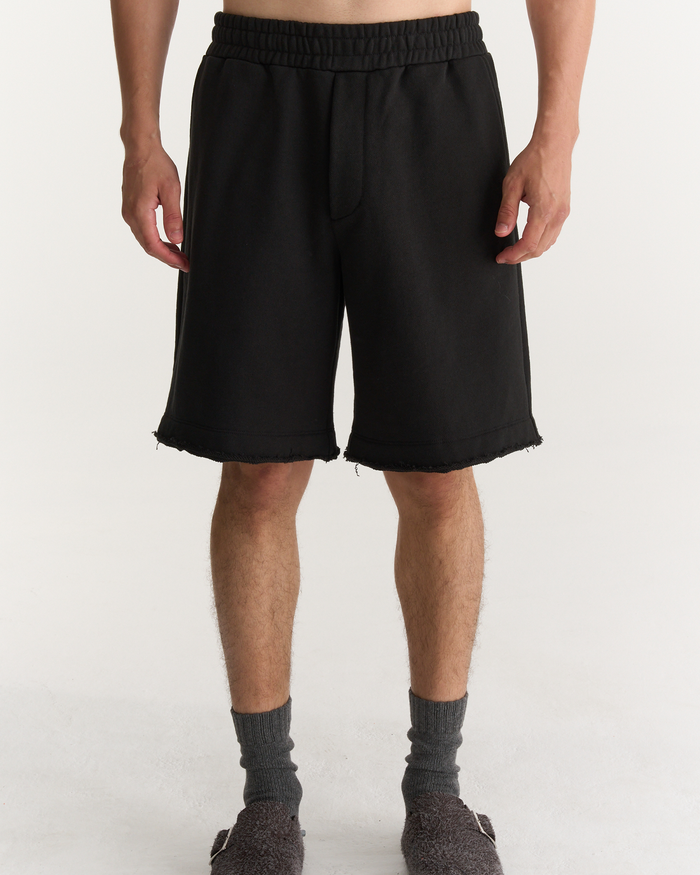 French Terry Pull-On Shorts - Black