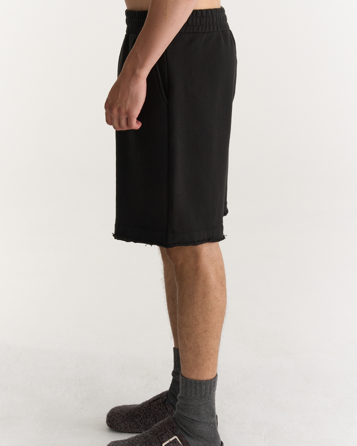 French Terry Pull-On Shorts - Black
