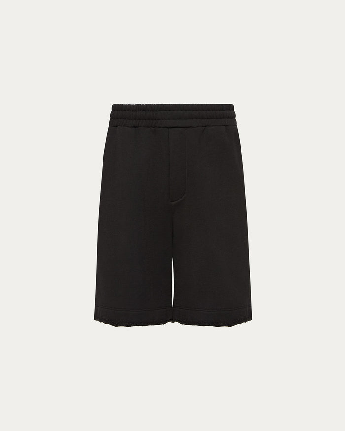 French Terry Pull-On Shorts - Black