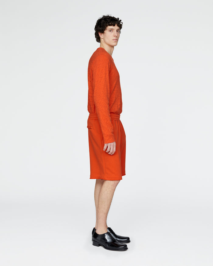 French Terry Pull-On Shorts - Tomato