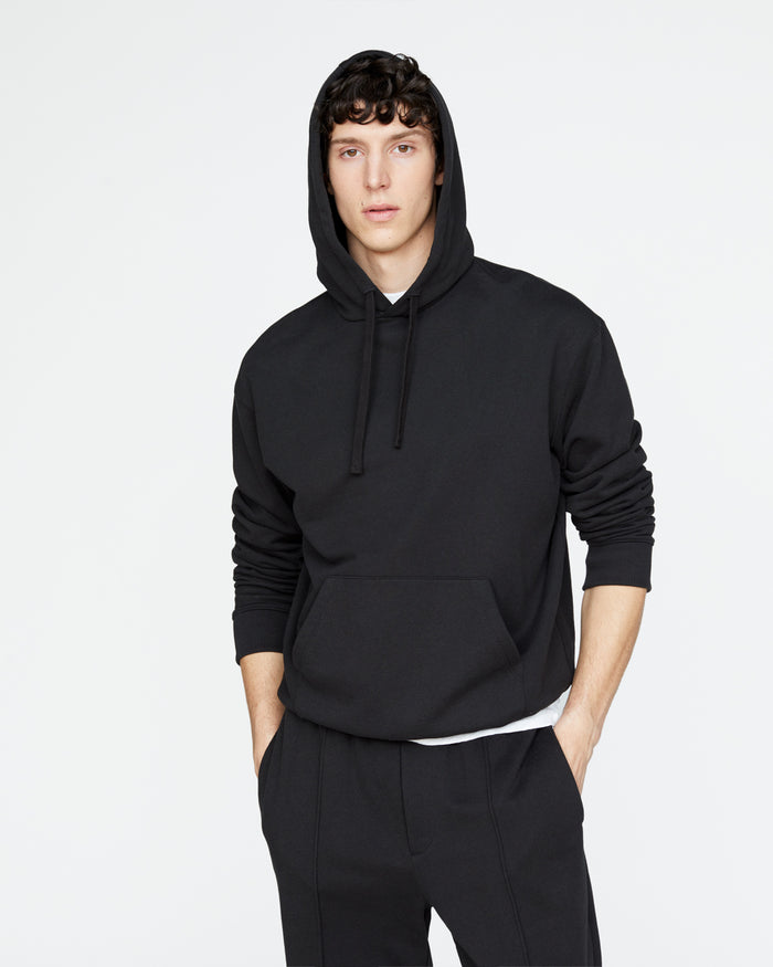 French Terry Pullover Hoodie - Black