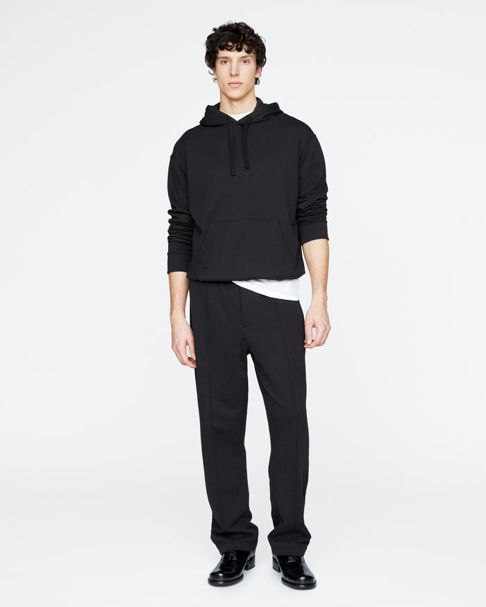 French Terry Pullover Hoodie - Black
