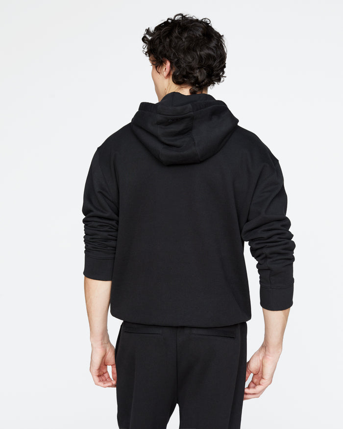 French Terry Pullover Hoodie - Black