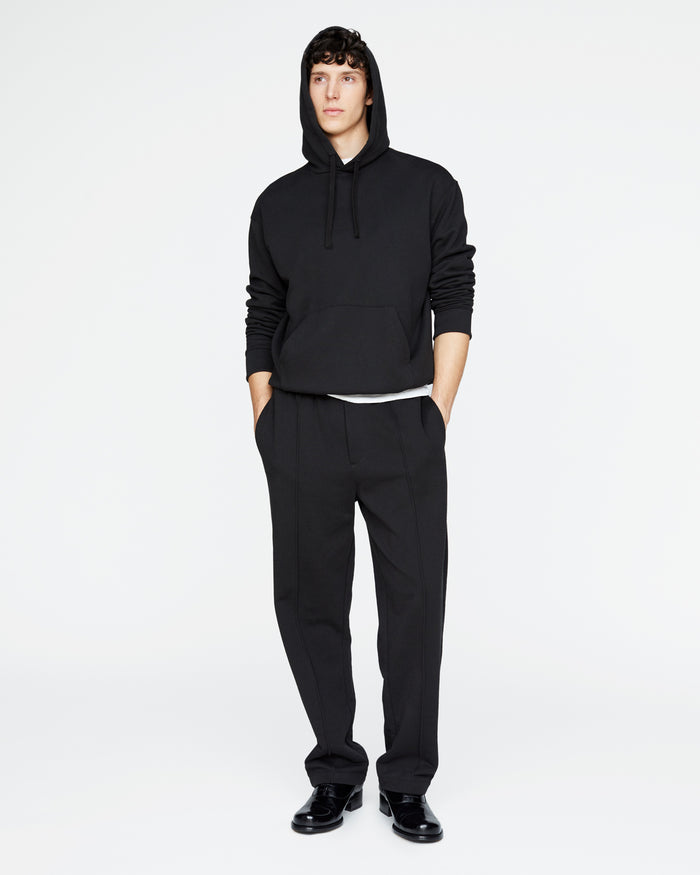French Terry Pullover Hoodie - Black