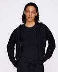 French Terry Zip-Up Hoodie - Black