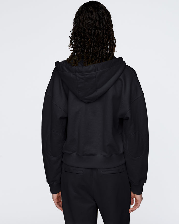 French Terry Zip-Up Hoodie - Black
