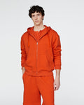 French Terry Zip-Up Hoodie - Tomato