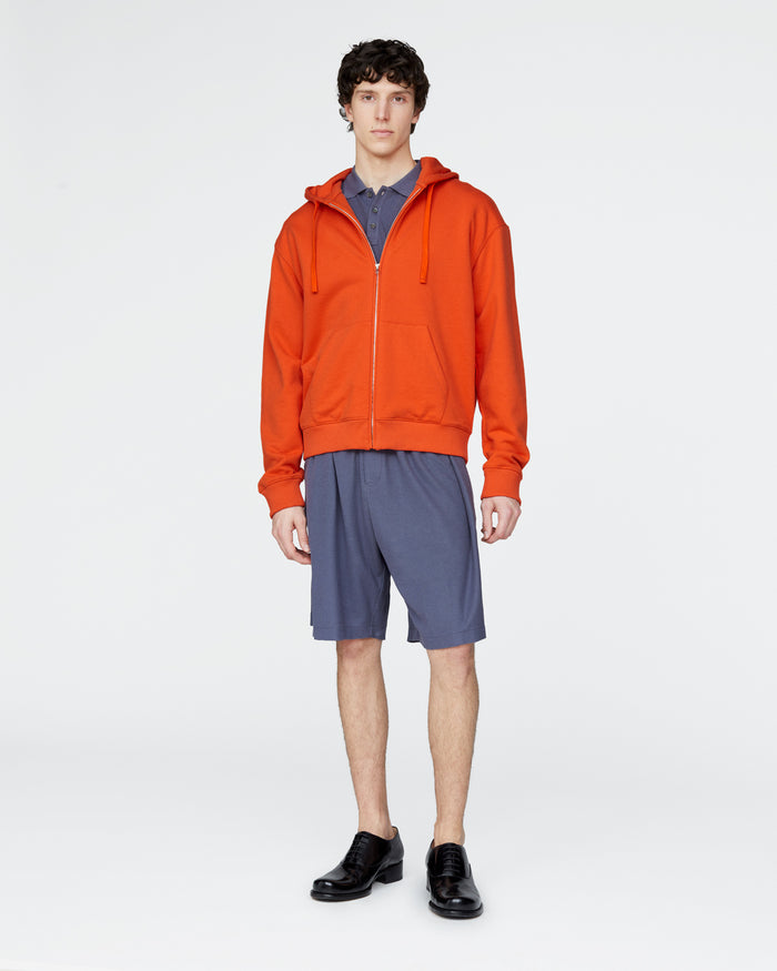 French Terry Zip-Up Hoodie - Tomato