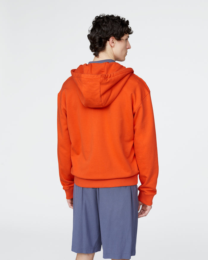 French Terry Zip-Up Hoodie - Tomato