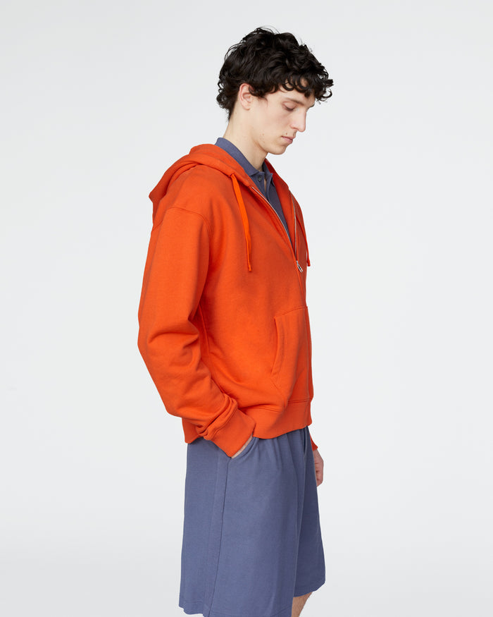 French Terry Zip-Up Hoodie - Tomato