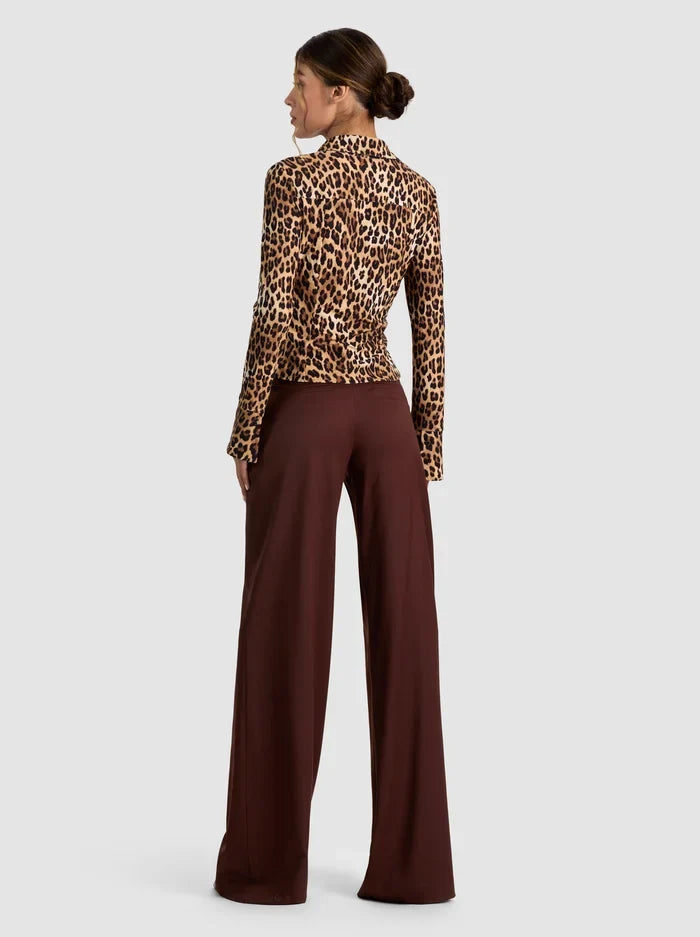 FREYA BUTTON DOWN TOP - SPOTTED LEOPARD